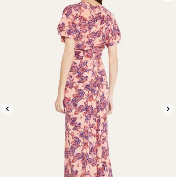 A.L.C. Elodie Printed Waist Gathered Midi Dress Pink/Blue - Picture 2 of 5